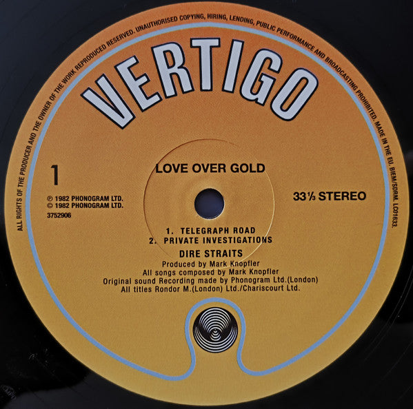 Dire Straits : Love Over Gold (LP, Album, RE, RM, RP, 180)