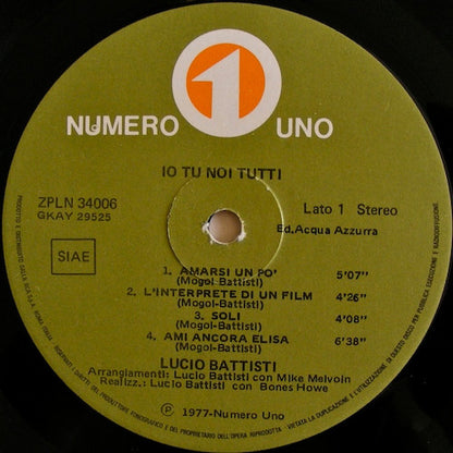 Lucio Battisti : Io Tu Noi Tutti (LP, Album)