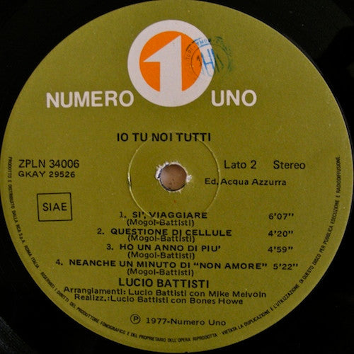 Lucio Battisti : Io Tu Noi Tutti (LP, Album)