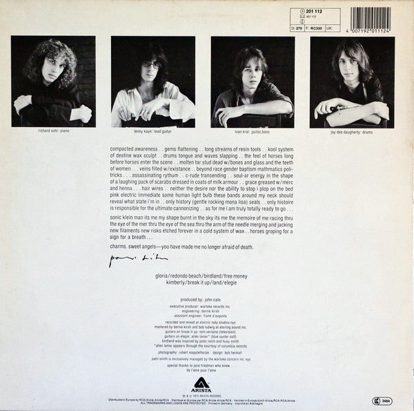 Patti Smith : Horses (LP, Album, RE)