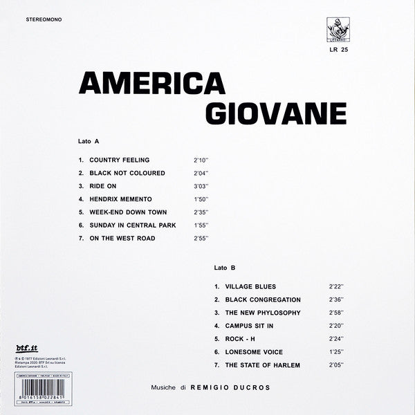 Remigio Ducros : America Giovane (LP, Album, RE, 180)