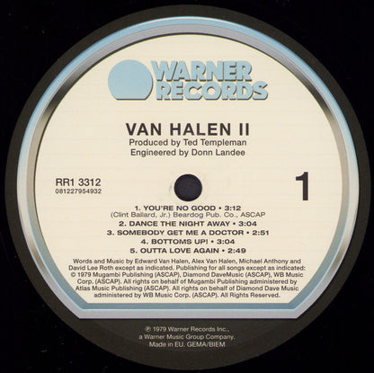 Van Halen : Van Halen II (LP, Album, RE, RM, RP, 180)