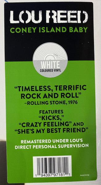 Lou Reed : Coney Island Baby (LP, Album, RE, RM, Whi)