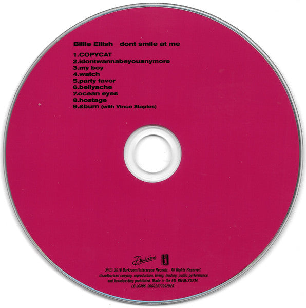 Billie Eilish : Dont Smile At Me (CD, EP, RE)