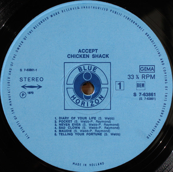 Chicken Shack : Accept Chicken Shack (LP, Album, Gat)