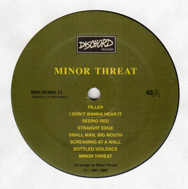 Minor Threat : Minor Threat (LP, Comp, RE, RM, Yel)