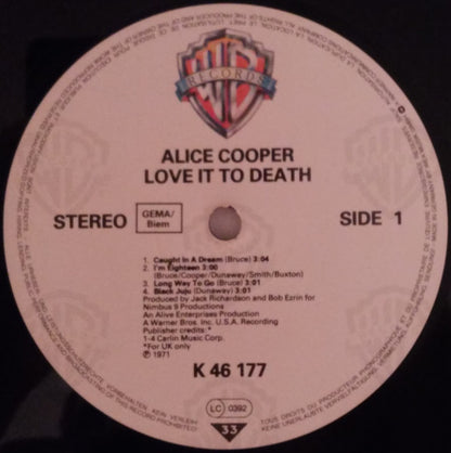 Alice Cooper : Love It To Death (LP, Album, RE, Gat)