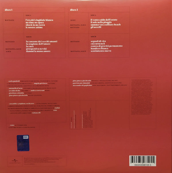 Battiato* E Alice (4) + Ensemble Symphony Orchestra : Live In Roma (2xLP, Album, RE, 180)