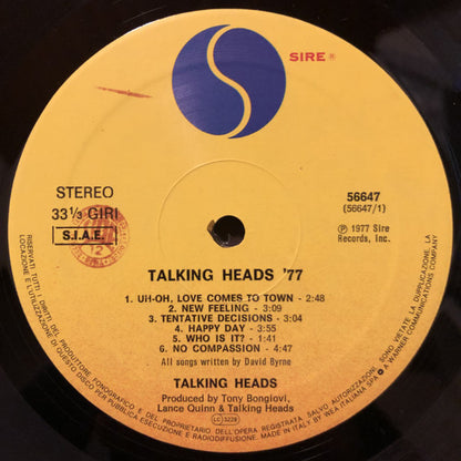 Talking Heads : Talking Heads: 77 (LP, Album, RE)