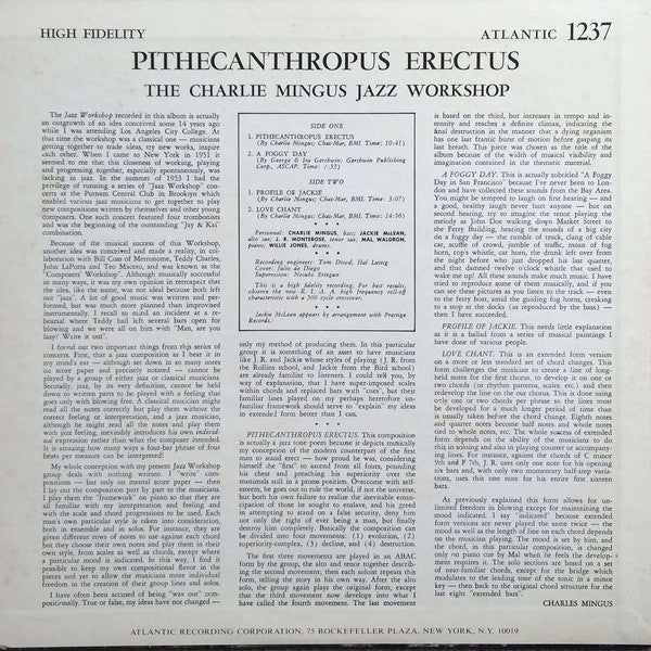 Charles Mingus Jazz Workshop : Pithecanthropus Erectus (LP, Album, Mono, RE)