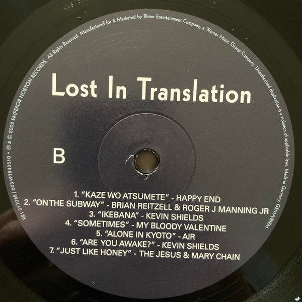 Various : Lost In Translation (Music From The Motion Picture Soundtrack) (LP, RE, RP)