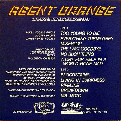 Agent Orange (7) : Living In Darkness (LP, Album)