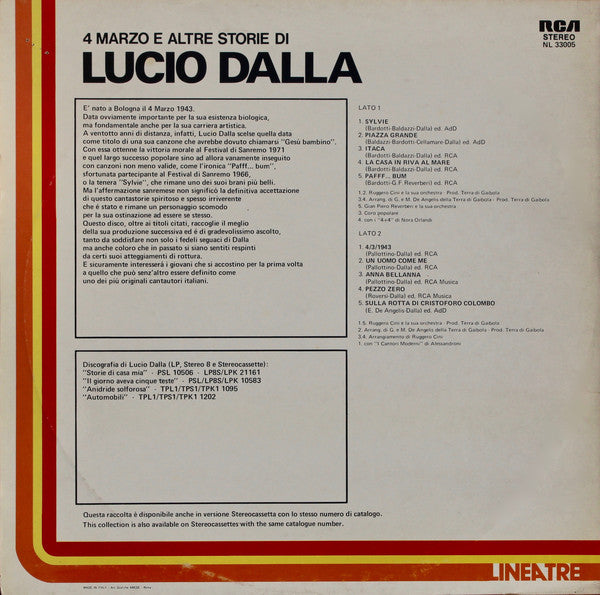 Lucio Dalla : 4 Marzo E Altre Storie Di Lucio Dalla (LP, Comp)