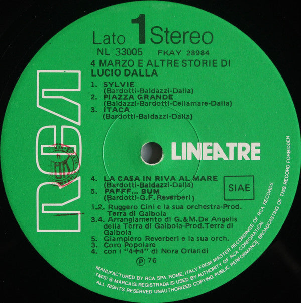 Lucio Dalla : 4 Marzo E Altre Storie Di Lucio Dalla (LP, Comp)