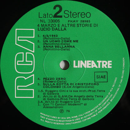 Lucio Dalla : 4 Marzo E Altre Storie Di Lucio Dalla (LP, Comp)