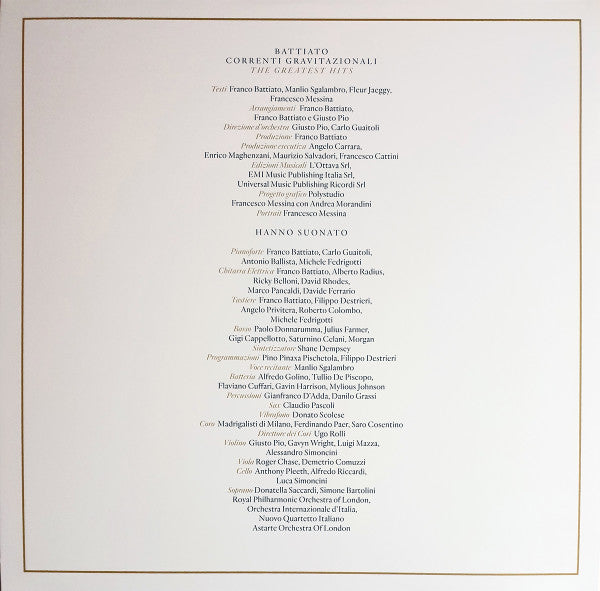 Franco Battiato : Correnti Gravitazionali (The Greatest Hits) (3xLP, Comp, Gat)