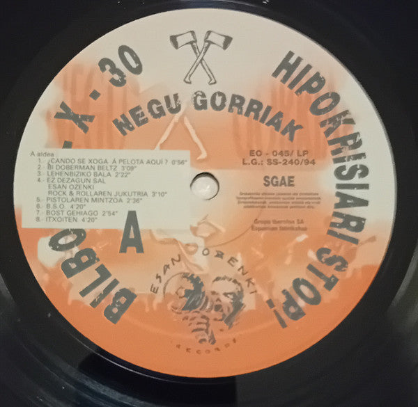 Negu Gorriak : Hipokrisiari Stop! (Bilbo 93-X-30) (LP, Album)