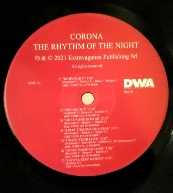 Corona : The Rhythm Of The Night  (LP, Album, RE)