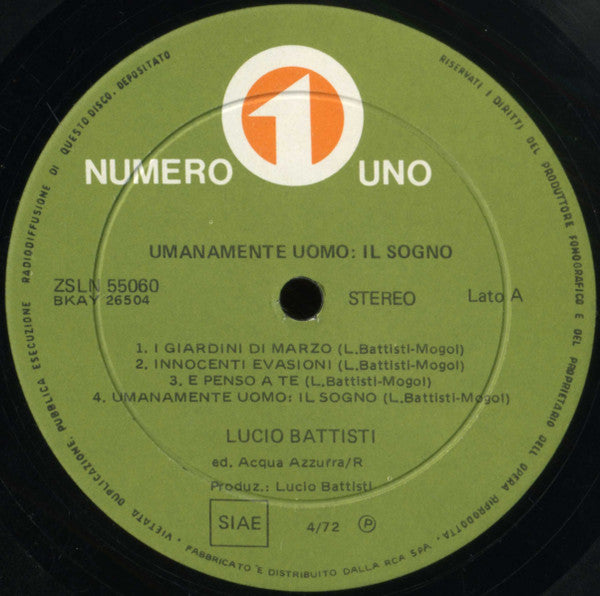 Lucio Battisti : Umanamente Uomo: Il Sogno. (LP, Album, Gat)