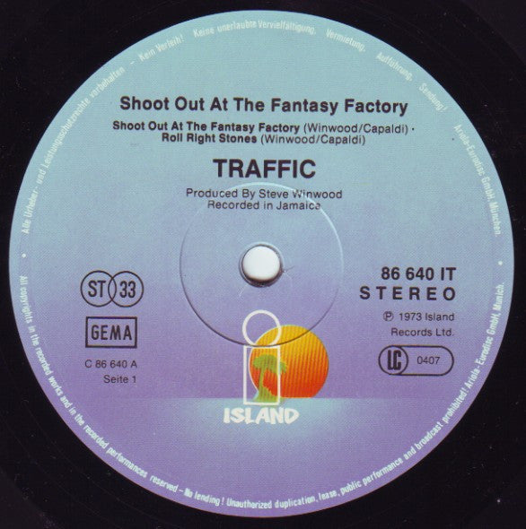 Traffic : Shoot Out At The Fantasy Factory (LP, Album, RE)