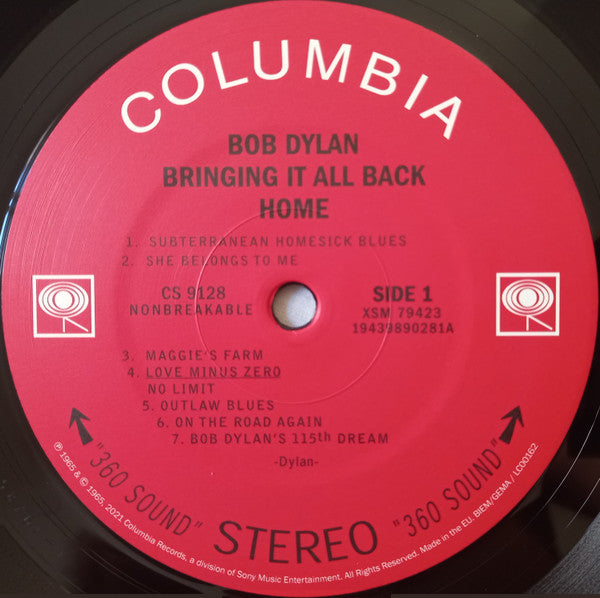 Bob Dylan : Bringing It All Back Home (LP, Album, RE)