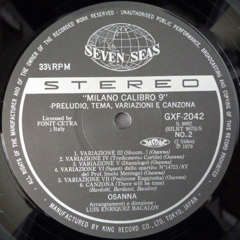 Osanna : Milano Calibro 9 (Preludio, Tema, Variazioni E Canzona) (LP, Album, Gat)