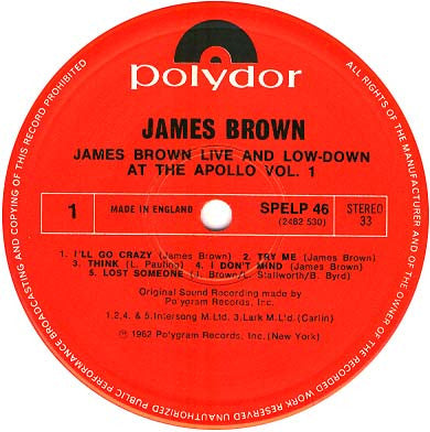 James Brown : James Brown At The Apollo Volume 1 (LP, Album, RE)