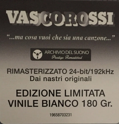 Vasco Rossi : "...Ma Cosa Vuoi Che Sia Una Canzone..." (LP, Album, RE, RM, Whi)