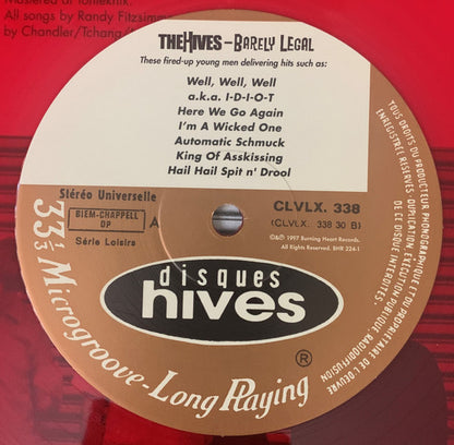 The Hives : Barely Legal (LP, Album, Ltd, RE, Blo)