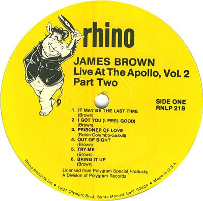 James Brown And His Famous Flames* : "Live" At The Apollo Volume II (Part 2) (LP, Album, RE)