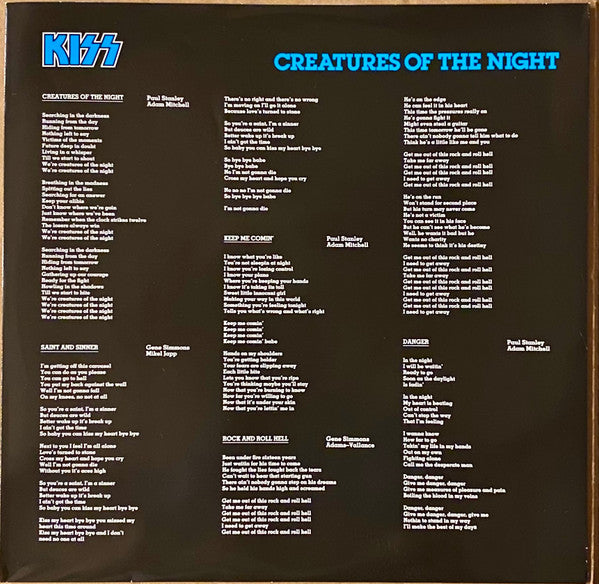 Kiss : Creatures Of The Night (LP, Album, RE, RM, 1/2)