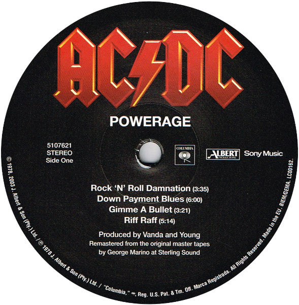 AC/DC : Powerage (LP, Album, RE, RM, 180)