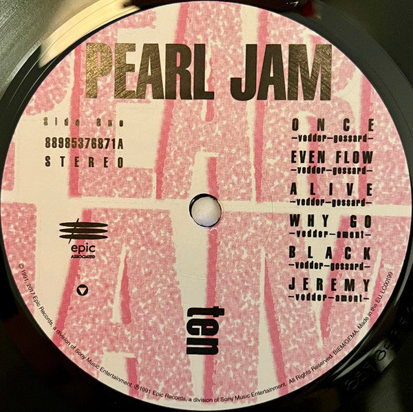 Pearl Jam : Ten (LP, Album, RE, RP, Pal)