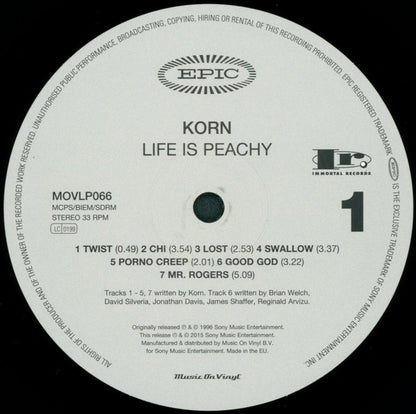 Korn : Life Is Peachy (LP, Album, RE, 180)