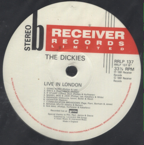 The Dickies : Live In London - Locked 'N' Loaded (LP, Album)