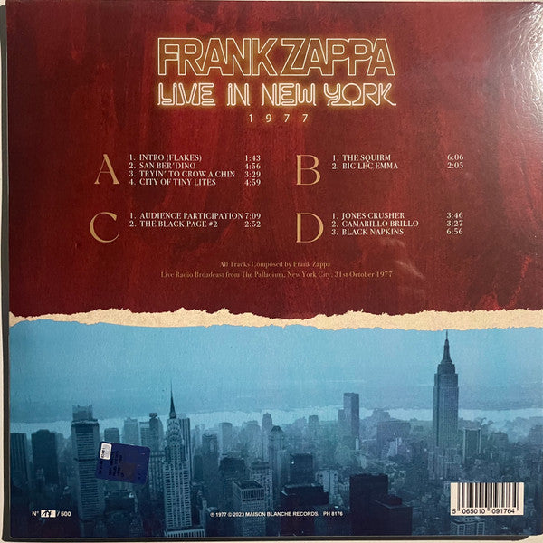 Frank Zappa : Live In New York 1977 (2xLP, Num, Unofficial, Blu)