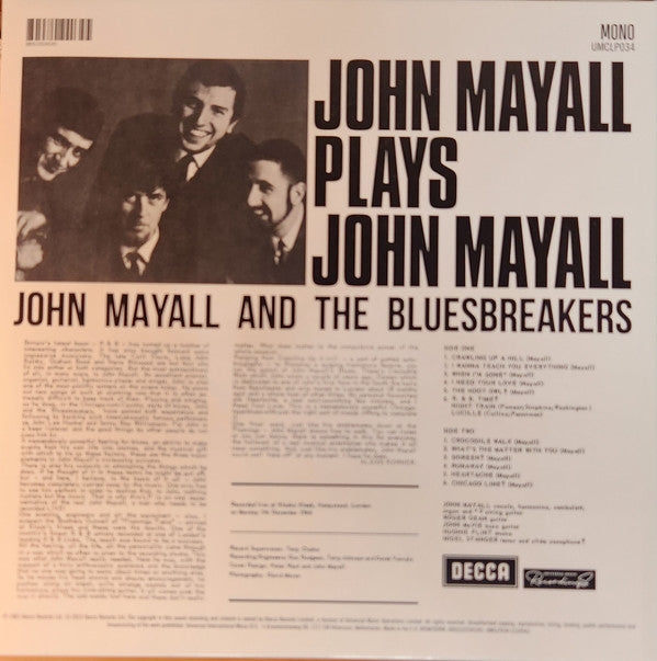 John Mayall : John Mayall Plays John Mayall (Recorded Live At Kooks Kleek!) (LP, Album, Mono, RE)