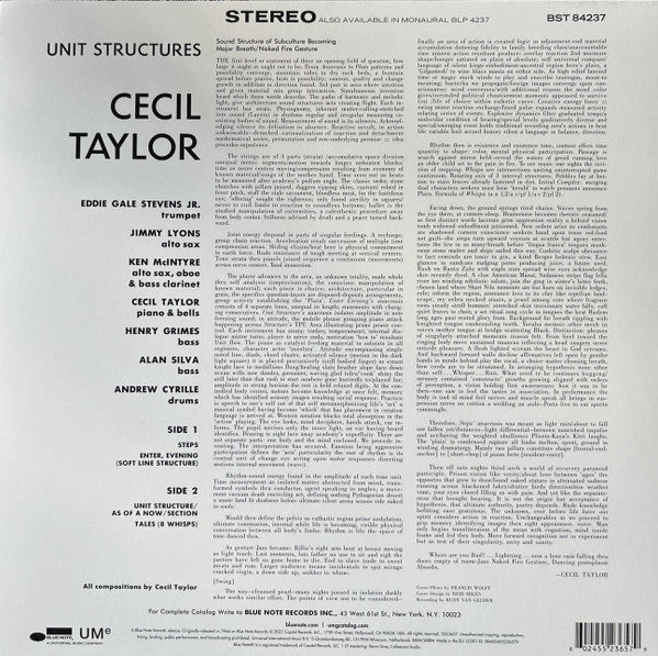 Cecil Taylor : Unit Structures (LP, Album, RE, 180)