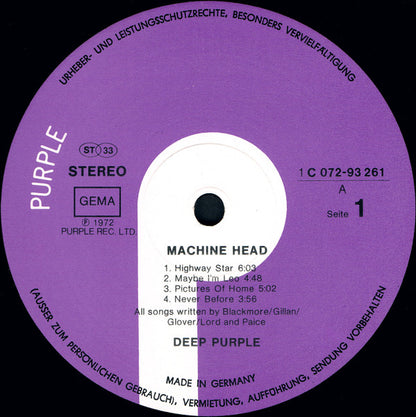 Deep Purple : Machine Head (LP, Album, Gat)