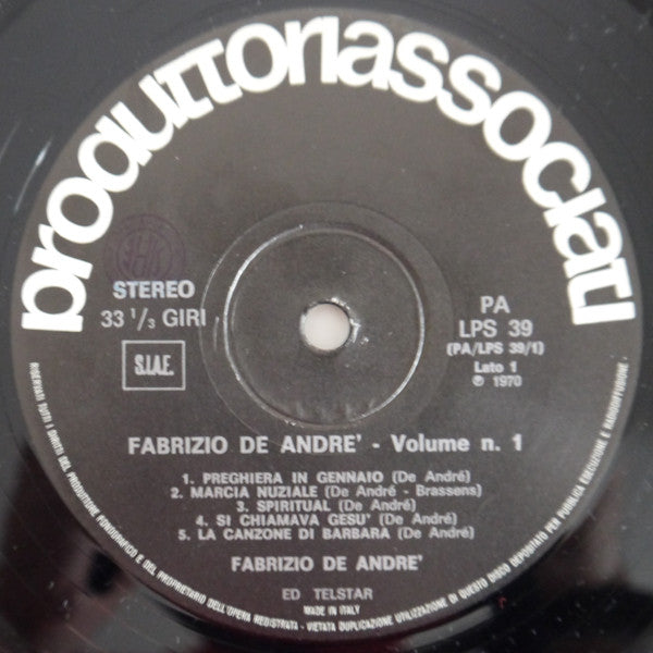 Fabrizio De André : Volume 1° (LP, Album, RE, RP)