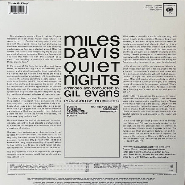 Miles Davis : Quiet Nights (LP, Album, RE, 180)