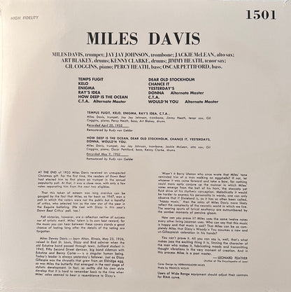 Miles Davis : Volume 1 (LP, Comp, Mono, Ltd, RE, Unofficial)