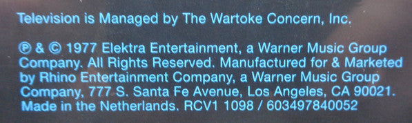Television : Marquee Moon (LP, Album, RE, Ult)