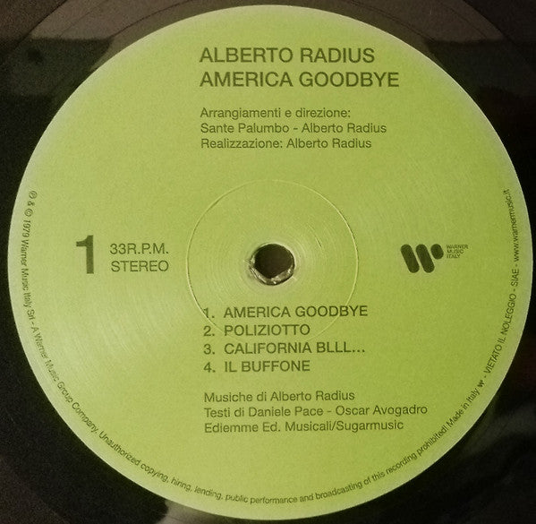 Alberto Radius : America Good-Bye (LP, Album, Ltd, Num, RE, 180)