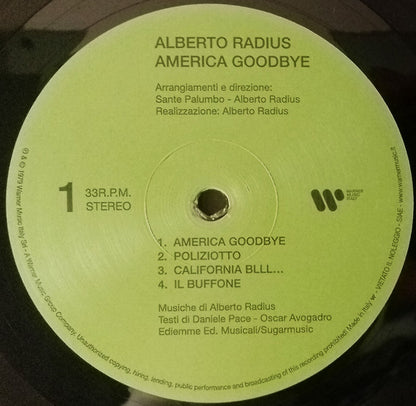 Alberto Radius : America Good-Bye (LP, Album, Ltd, Num, RE, 180)