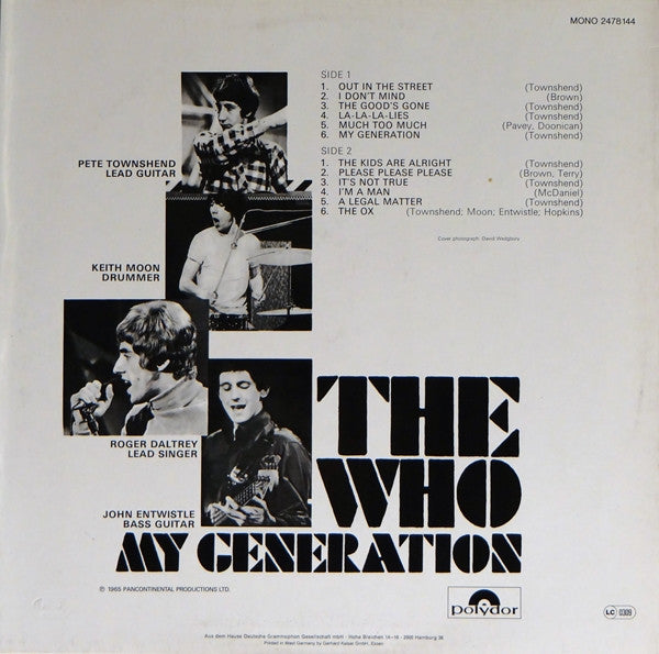The Who : My Generation (LP, Album, Mono, RE)