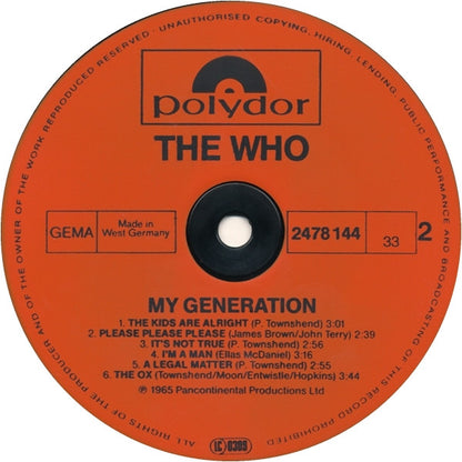 The Who : My Generation (LP, Album, Mono, RE)