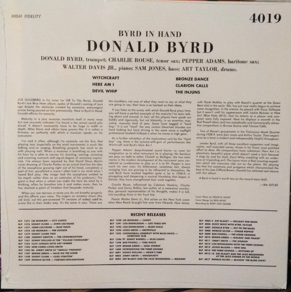 Donald Byrd : Byrd In Hand (LP, Album, RE, RM, Unofficial, 180)