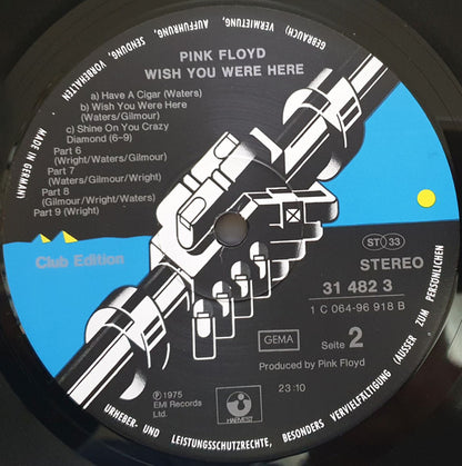 Pink Floyd : Wish You Were Here (LP, Album, Club, Yel)