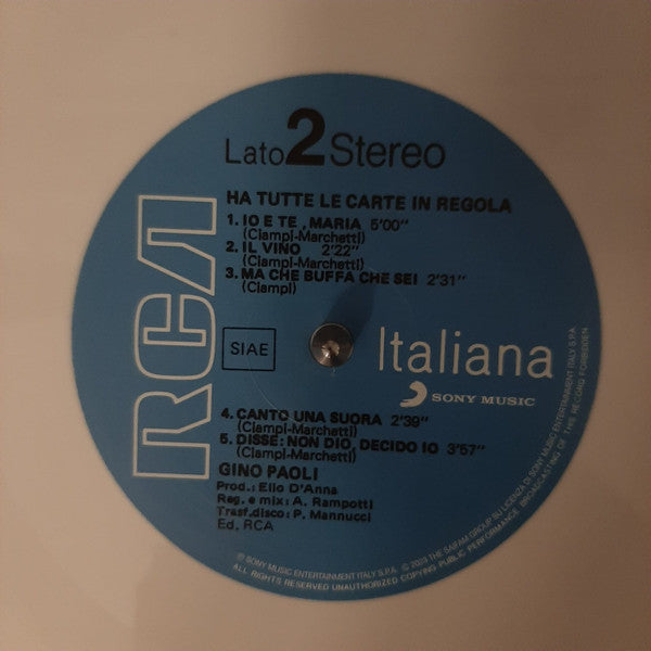 Gino Paoli : Ha Tutte Le Carte In Regola (LP, RE, 180)